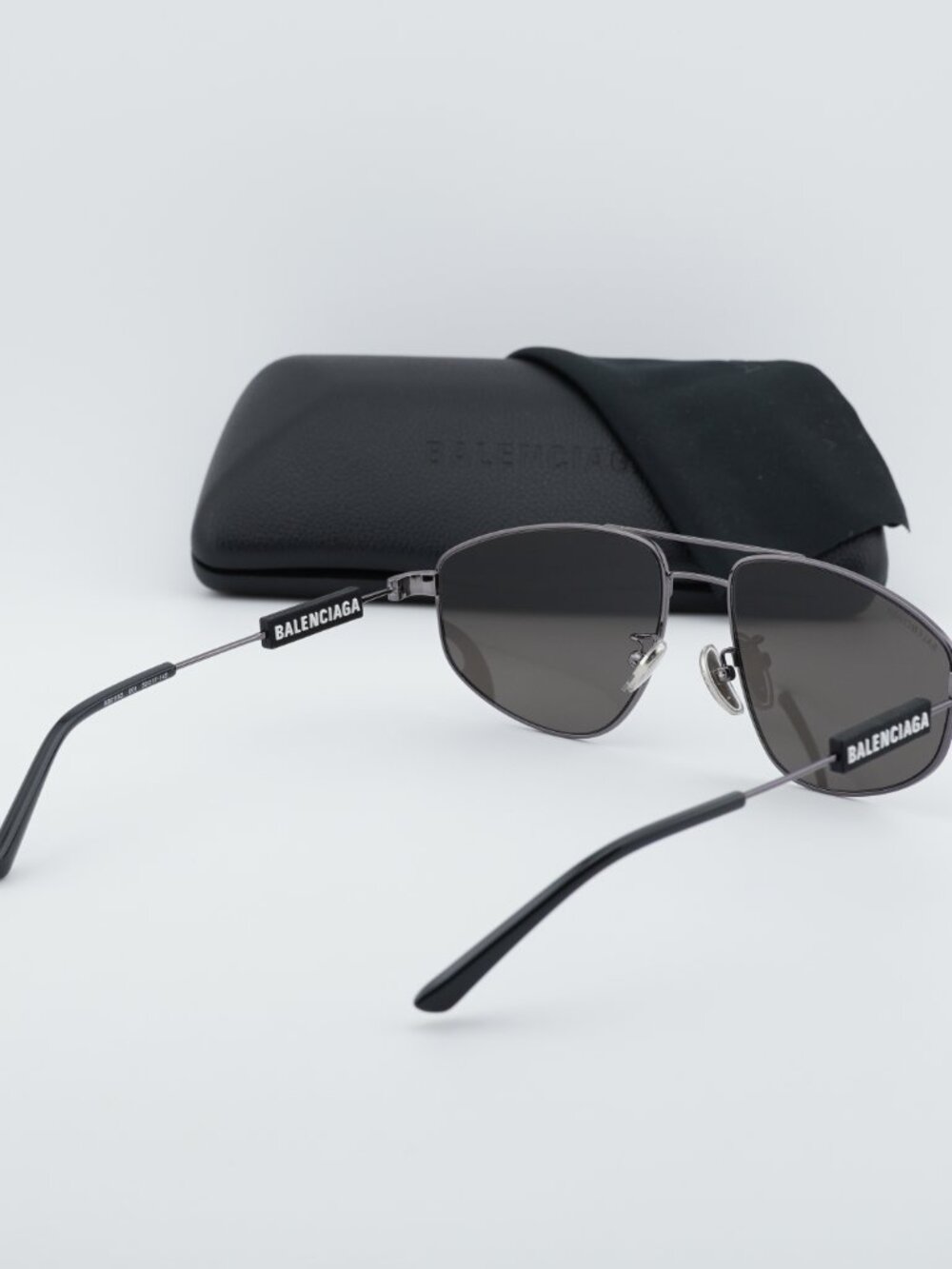 Balenciaga BB0115S 001 Aviator Sunglasses - Grey/Dark Grey - Picture 4 of 12